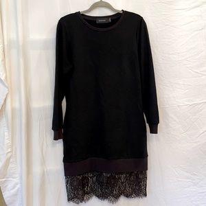 MINKPINK black sweatshirt dress with lace accent